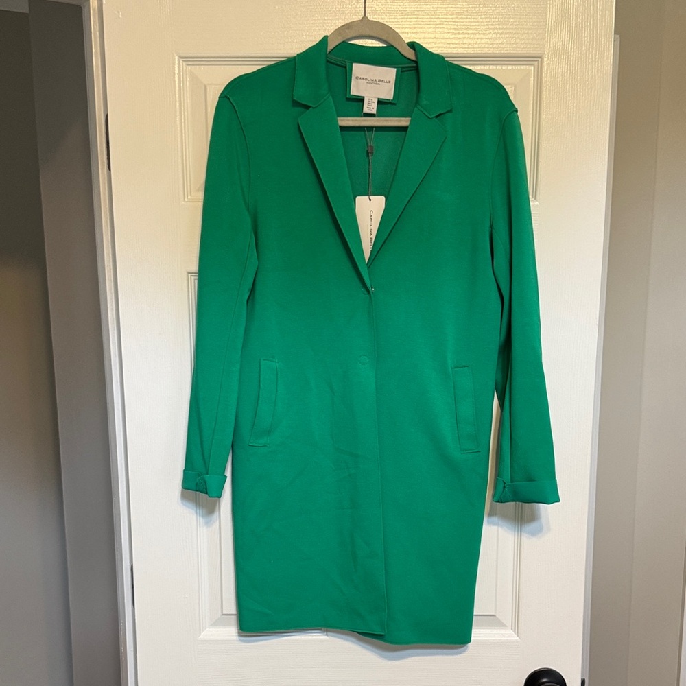 Carolina Belle Green Knit Trench Long Cardigan